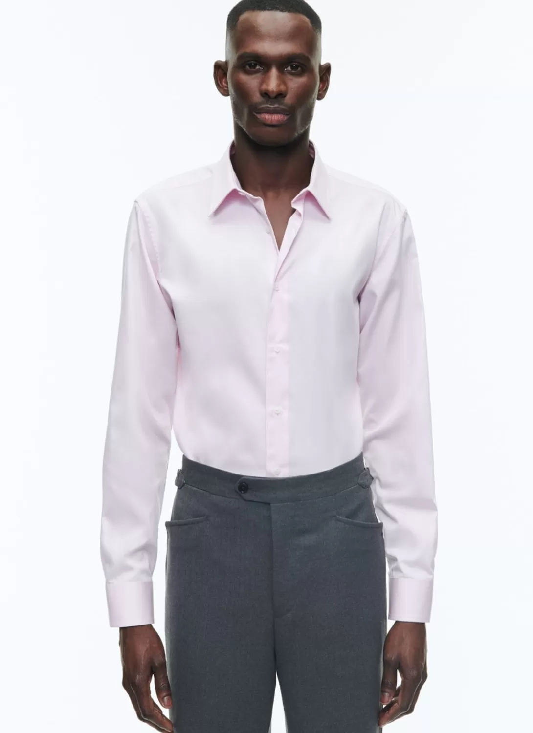 Fursac Cotton Shirt With Straight Collar Pale Pink Sale