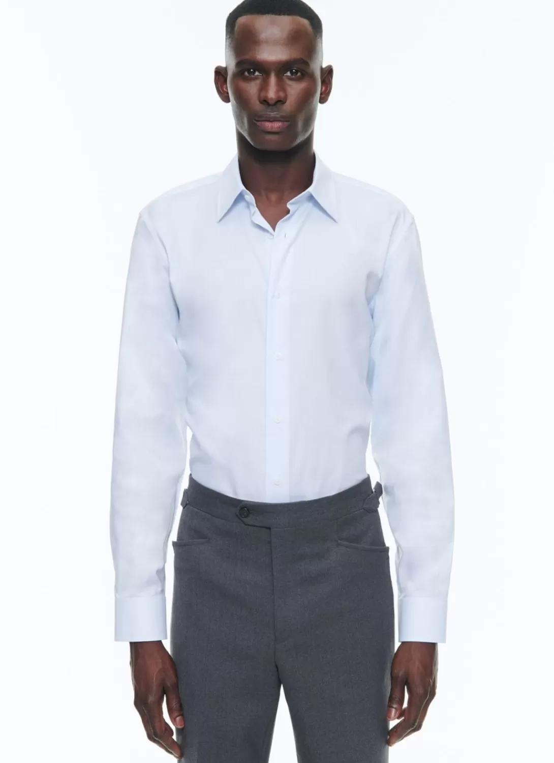 Fursac Cotton Shirt With Straight Collar Sky Blue - Micro-Design Hot