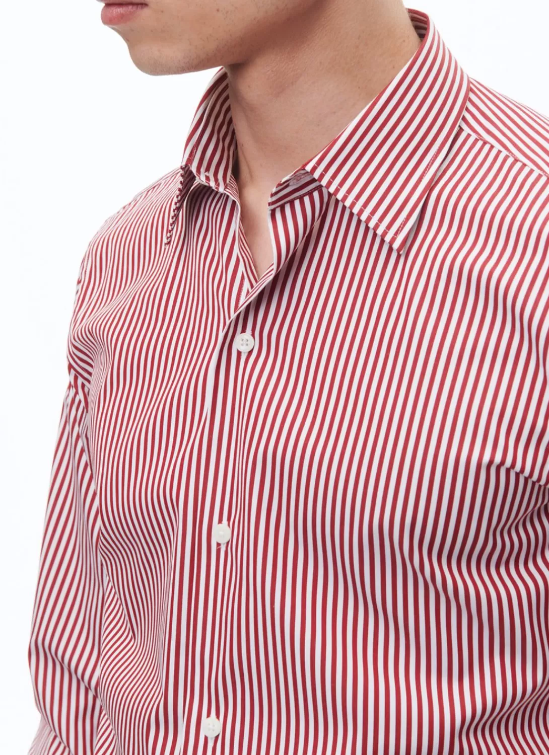 Fursac Cotton Shirt With Straight Collar White - Red Bengal Stripes Cheap