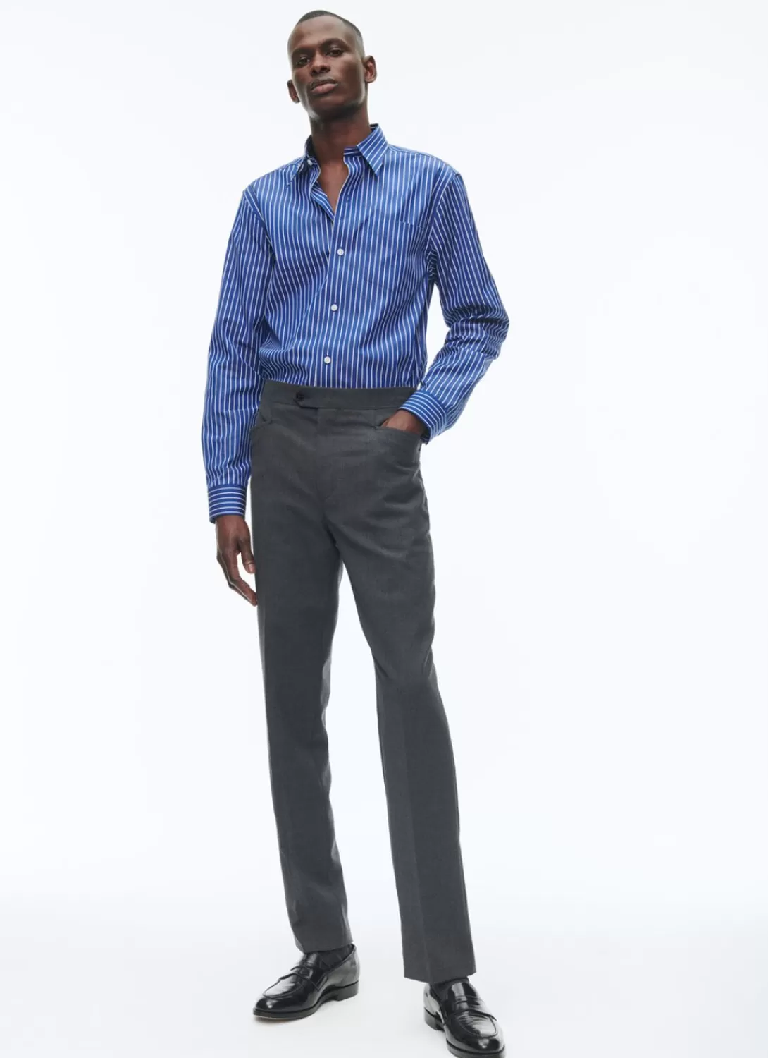 Fursac Cotton Shirt With Swallow Collar Cobalt Blue - White Stripes Store