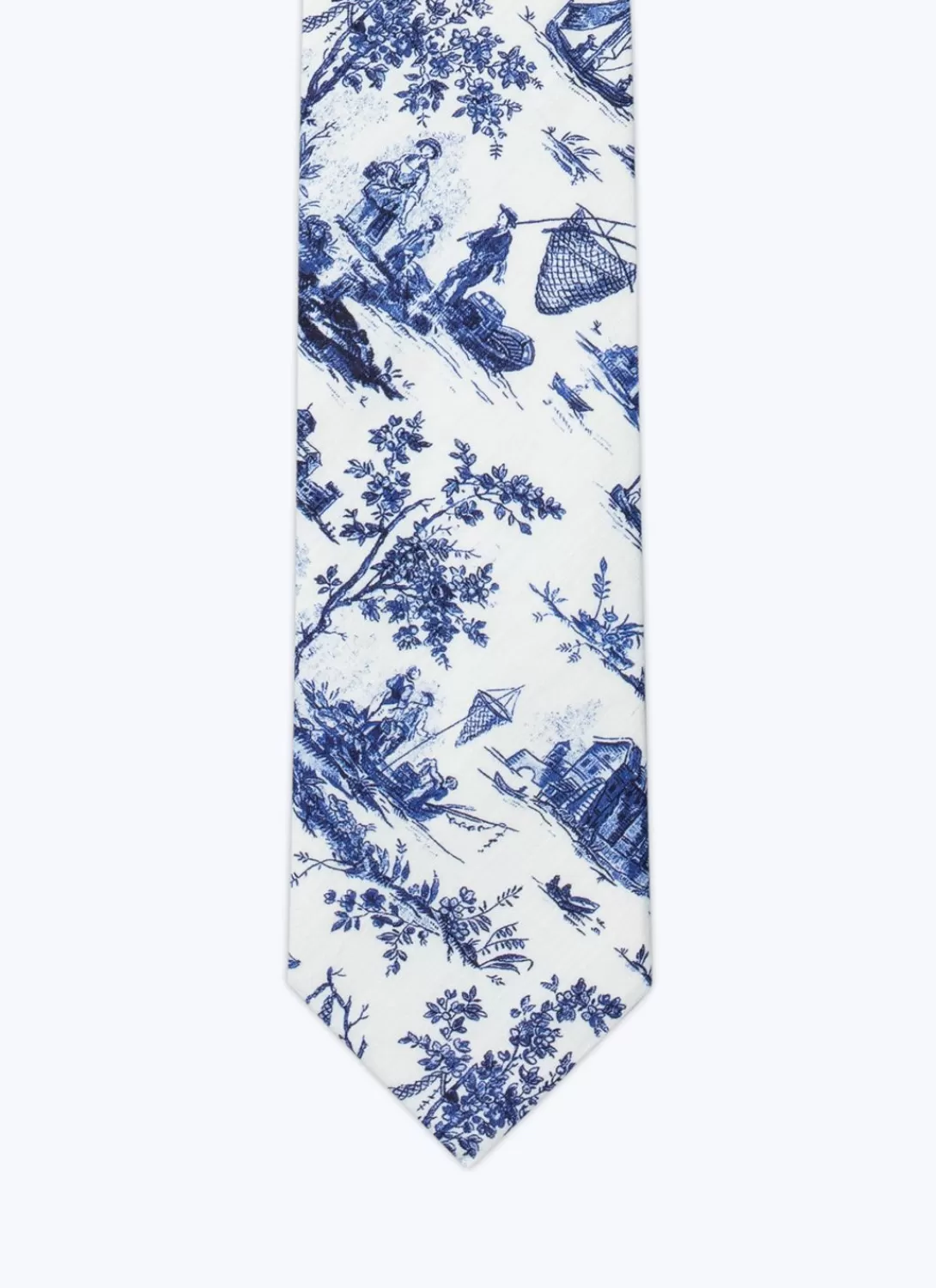 Fursac Cotton Toile De Jouy Tie Blue Toile De Jouy Print Best