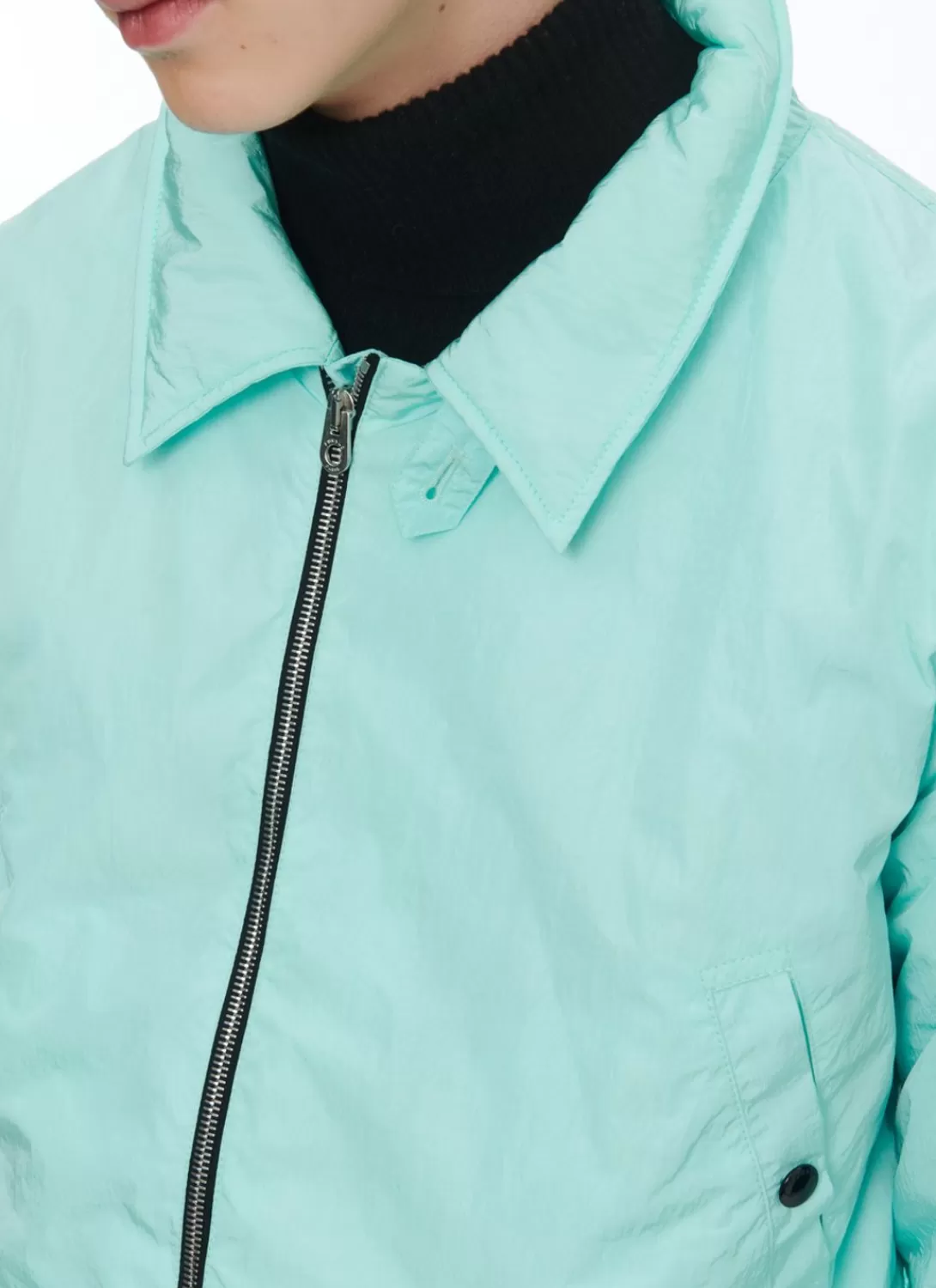 Fursac Creased Technical Canvas Fabric Jacket Ice-Blue Cheap
