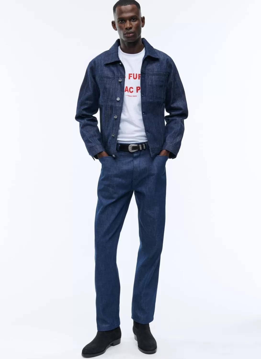 Fursac Denim Cotton Canvas Jacket Denim Blue Cheap