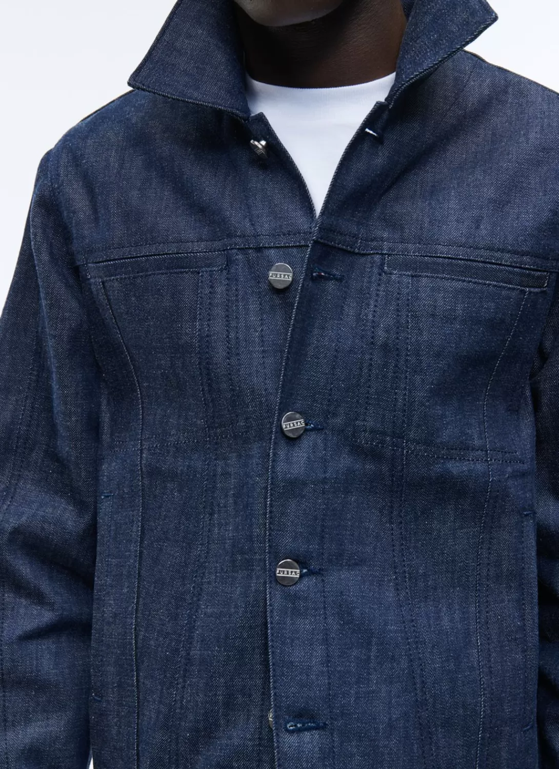 Fursac Denim Cotton Canvas Jacket Denim Blue Cheap