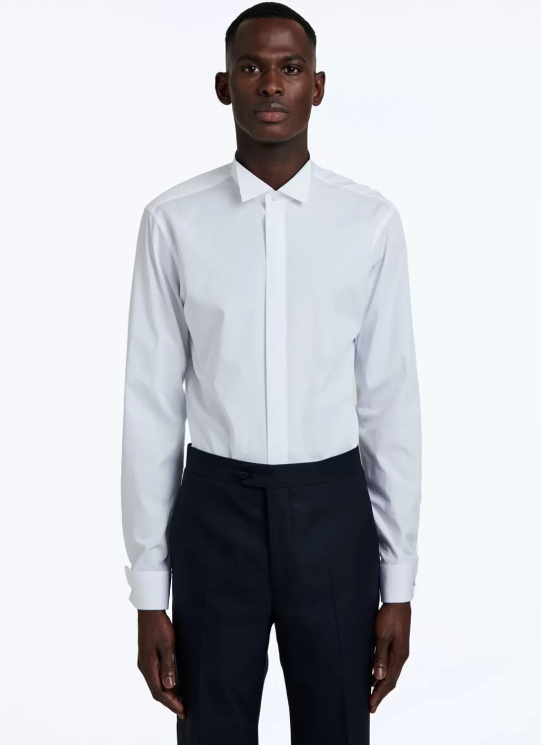Fursac Egyptian Cotton Wing Collar And Hidden Placket Shirt White Hot