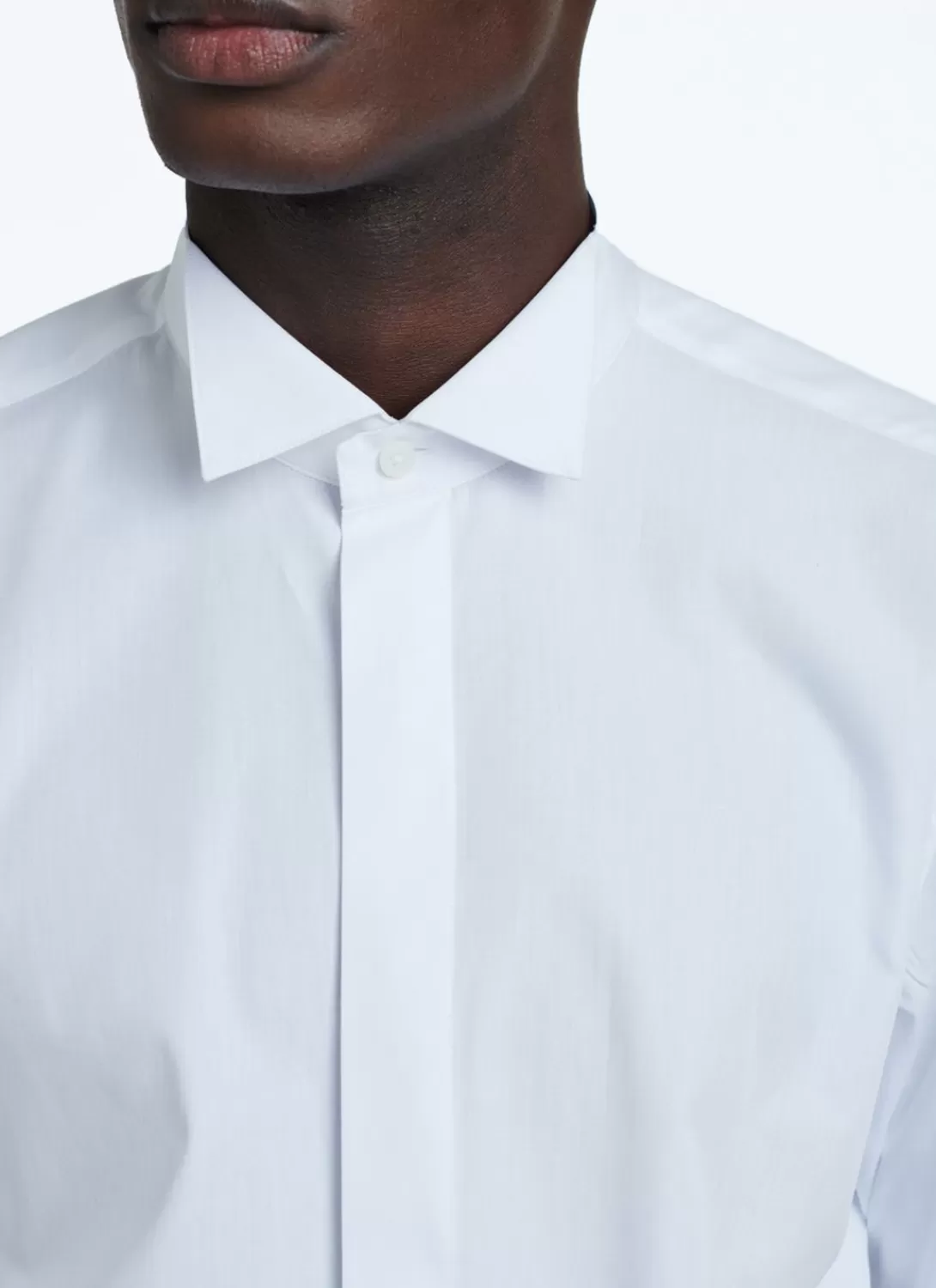 Fursac Egyptian Cotton Wing Collar And Hidden Placket Shirt White Hot
