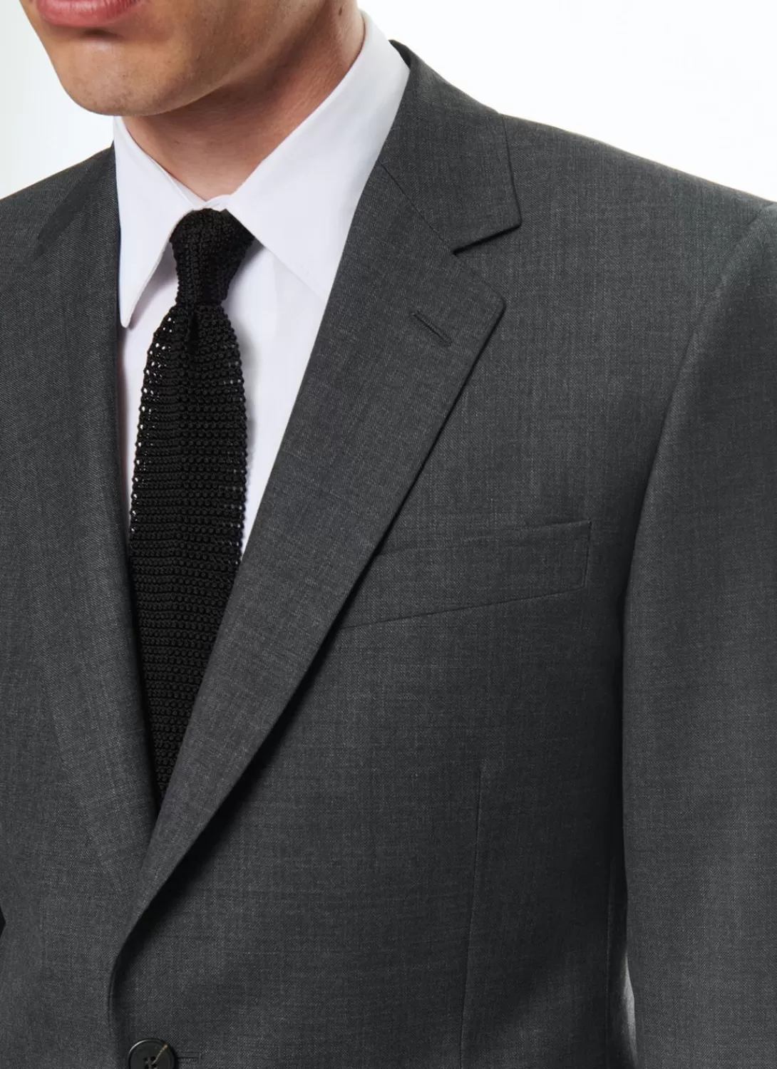 Fursac End-On-End Virgin Wool Fitted Suit Charcoal Grey - End-On-End Cheap