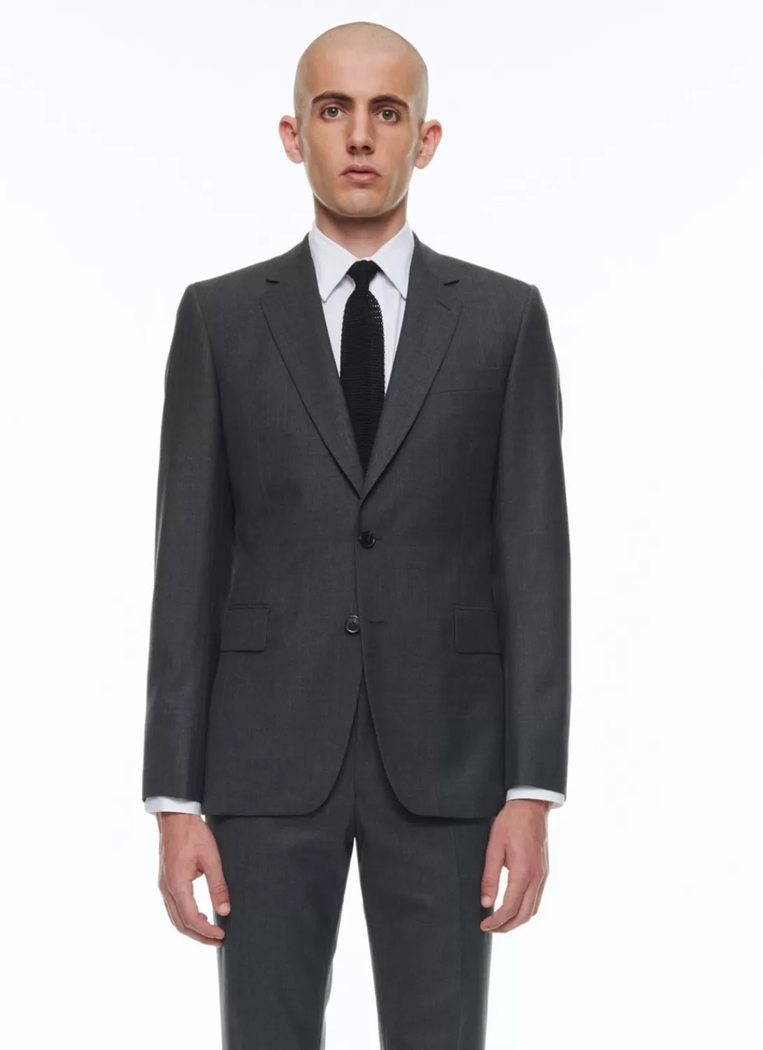 Fursac End-On-End Virgin Wool Fitted Suit Jacket Charcoal Grey - End-On-End Fashion