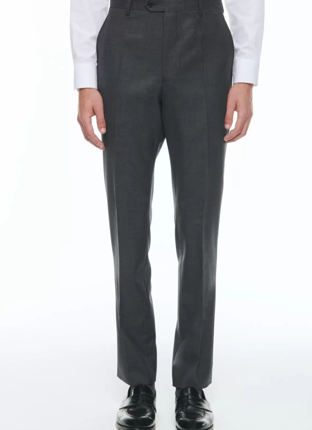 Fursac End-On-End Virgin Wool Fitted Trousers Charcoal Grey - End-On-End Sale