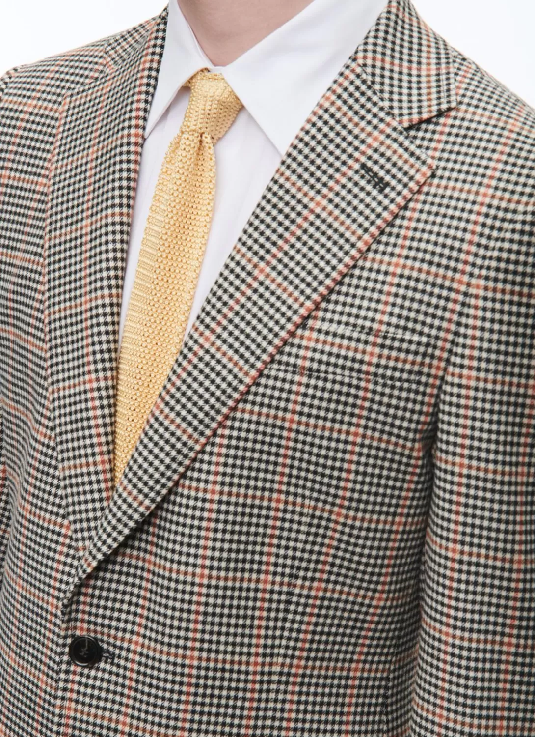 Fursac Fitted Jacket With Houndstooth Pattern Black And Cream Houndstooth Pattern With Orange Checks Discount