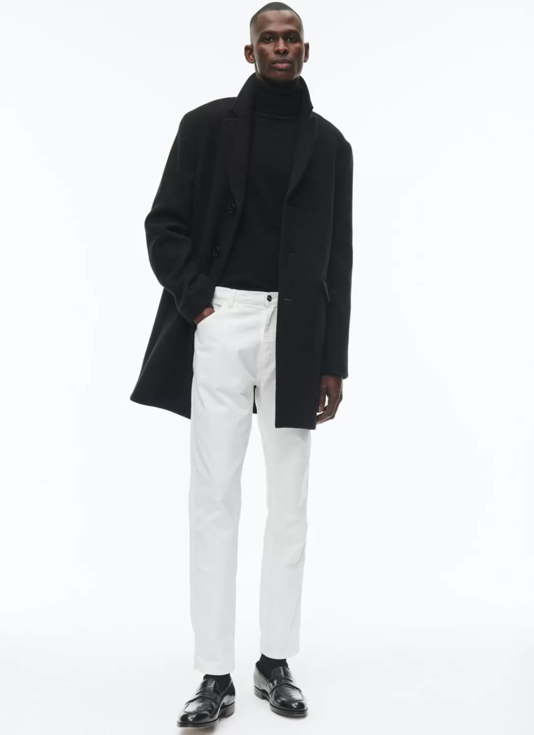 Fursac Fitted Wool Broadcloth Coat Black Clearance