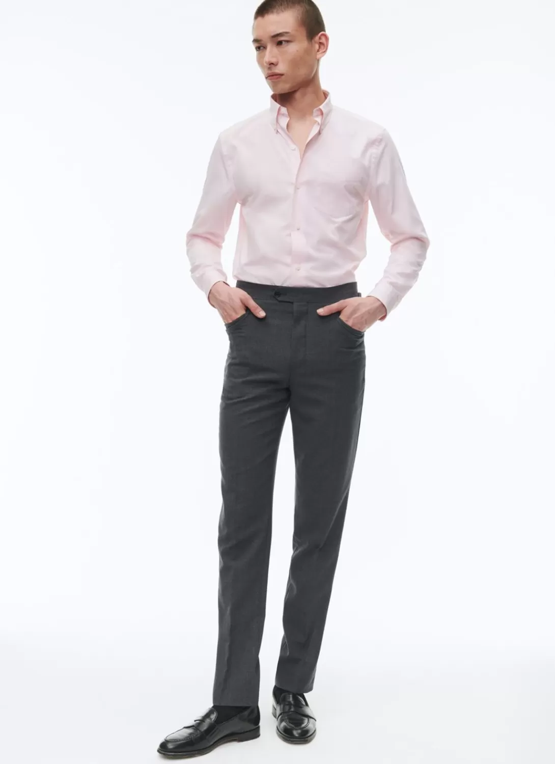 Fursac Grey Fresco Wool Canvas Trousers Charcoal Grey New