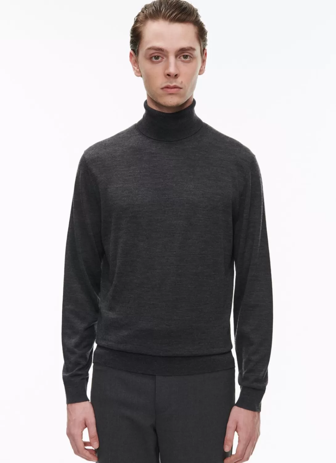 Fursac Grey Merino Wool Roll Neck Sweater Anthracite Grey Outlet
