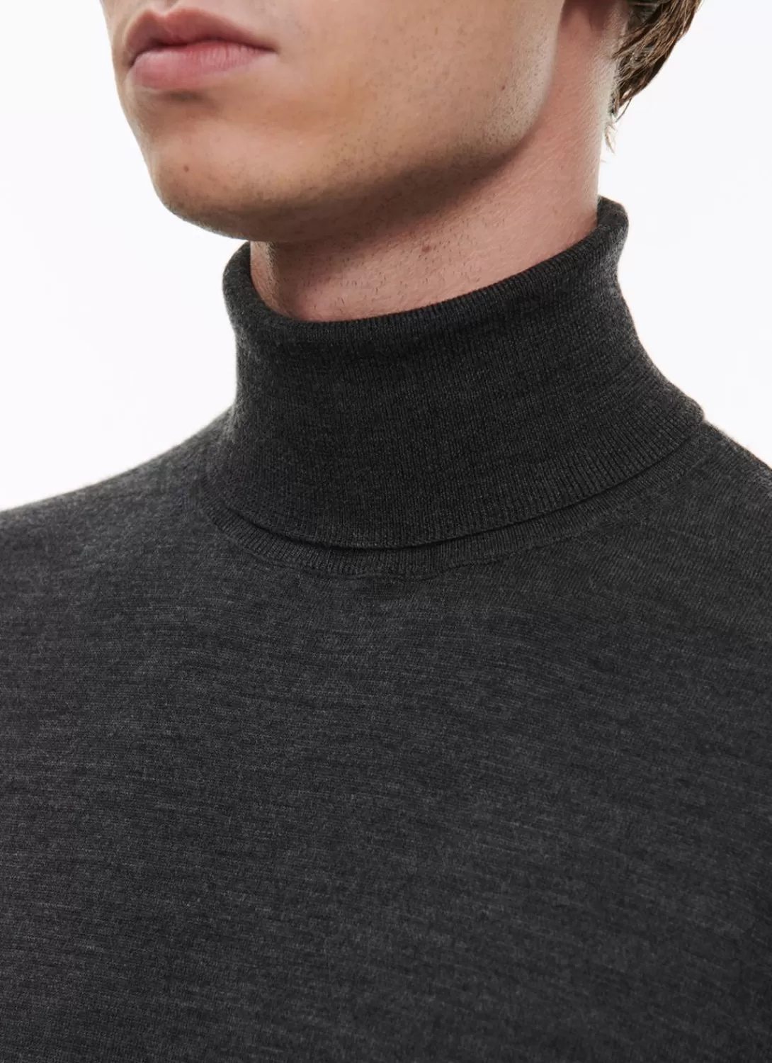 Fursac Grey Merino Wool Roll Neck Sweater Anthracite Grey Outlet