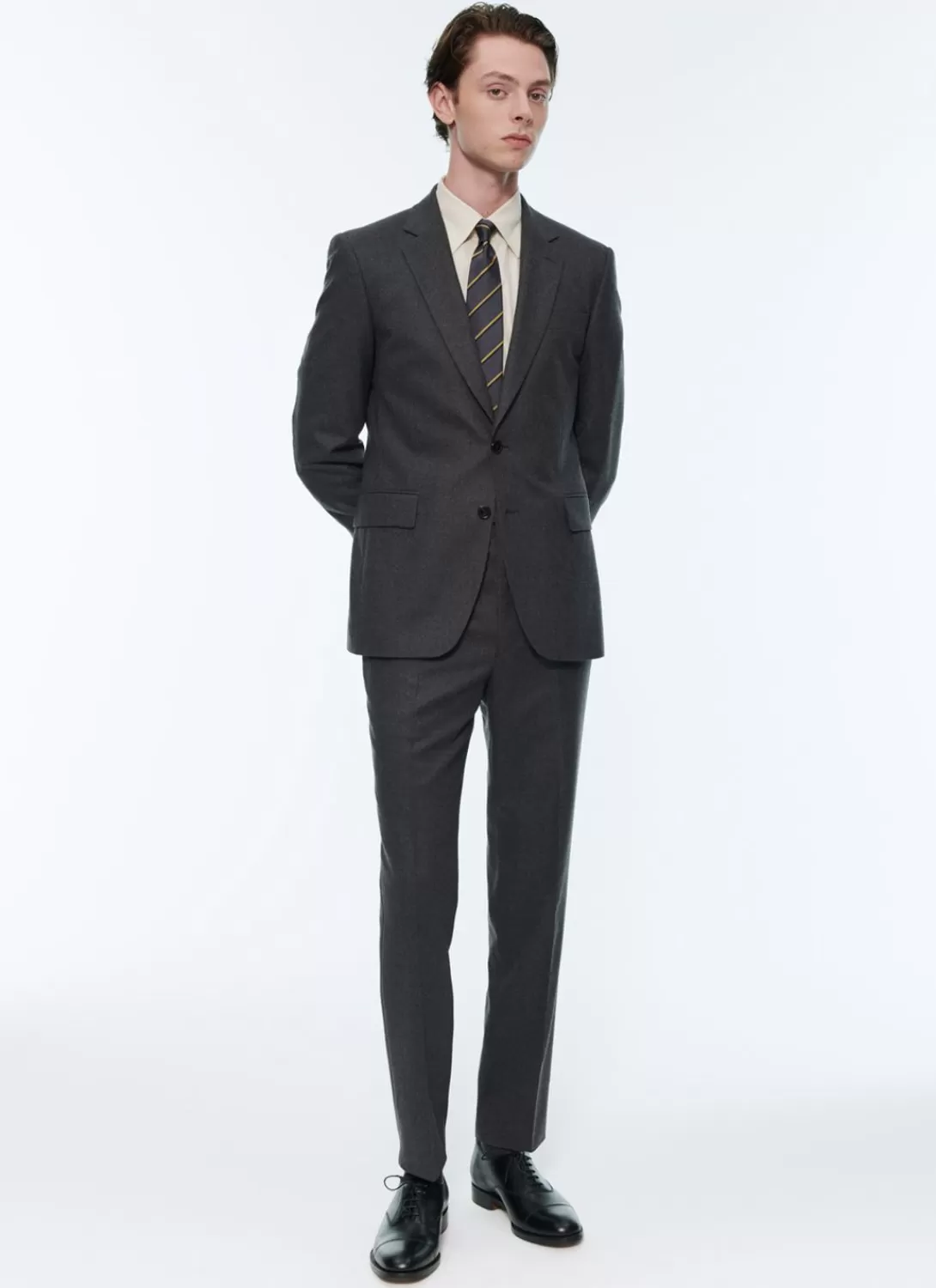 Fursac Grey Wool Flannel Suit Charcoal Grey Store