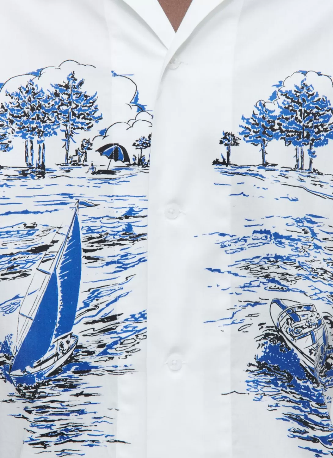 Fursac Hawaiian Shirt With Boats Print White - Boats Print Shop