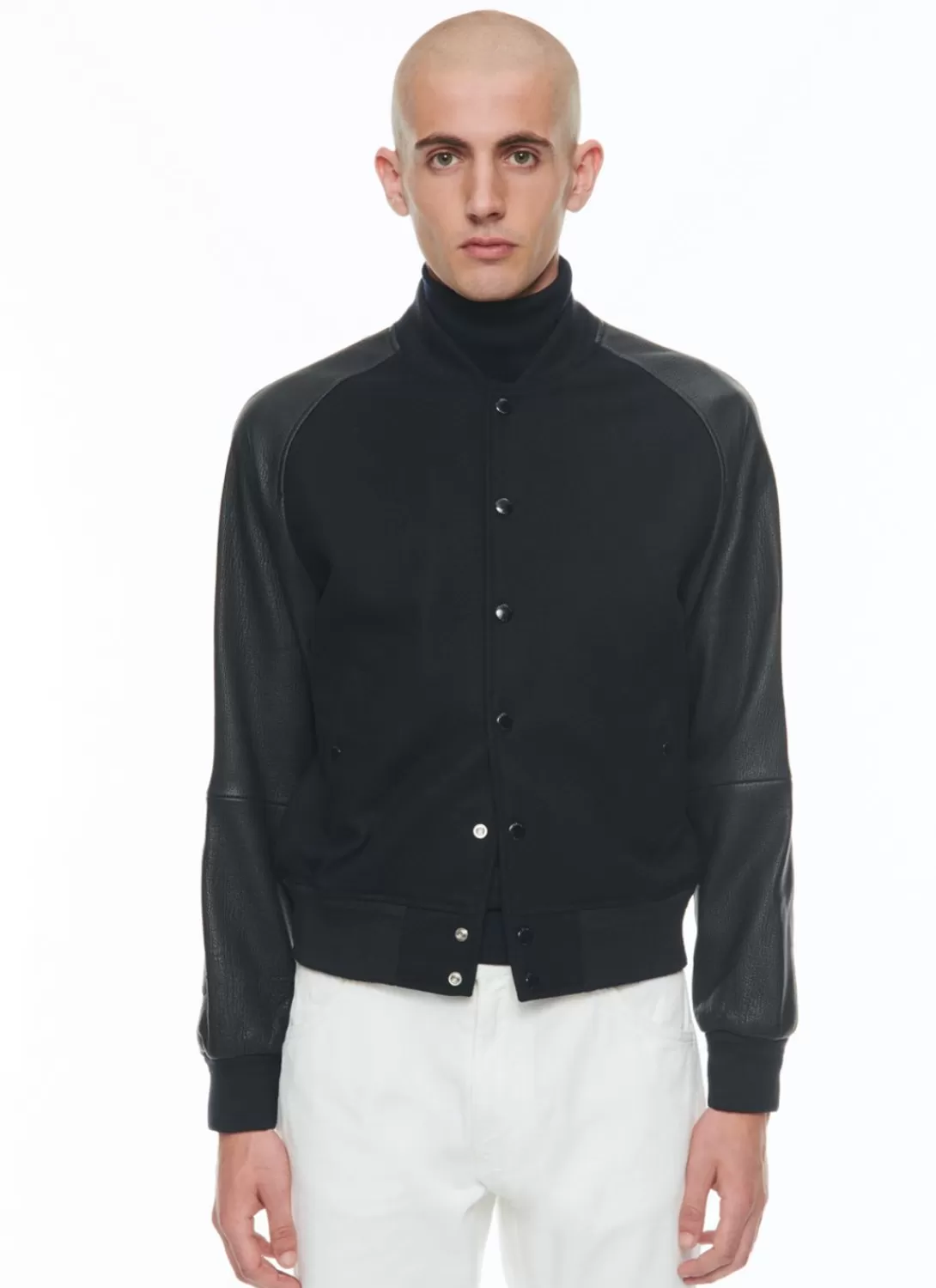 Fursac Lamb Leather And Wool Jacket Navy Blue Cheap