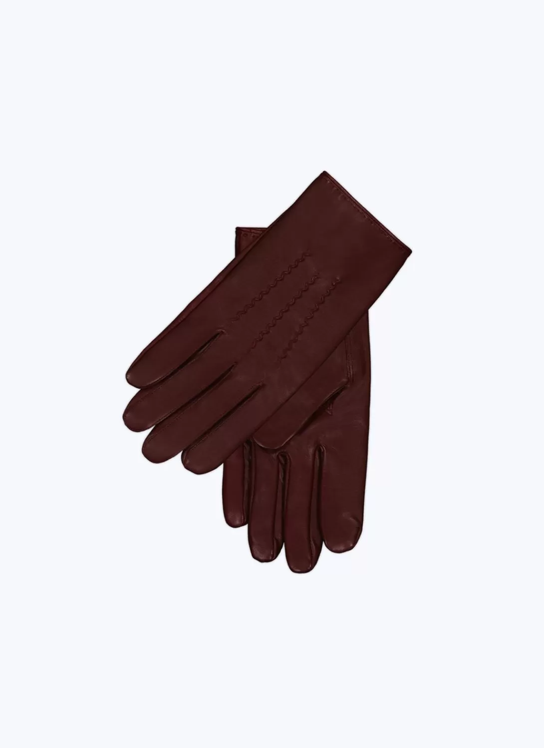 Fursac Leather Gloves Burgundy New