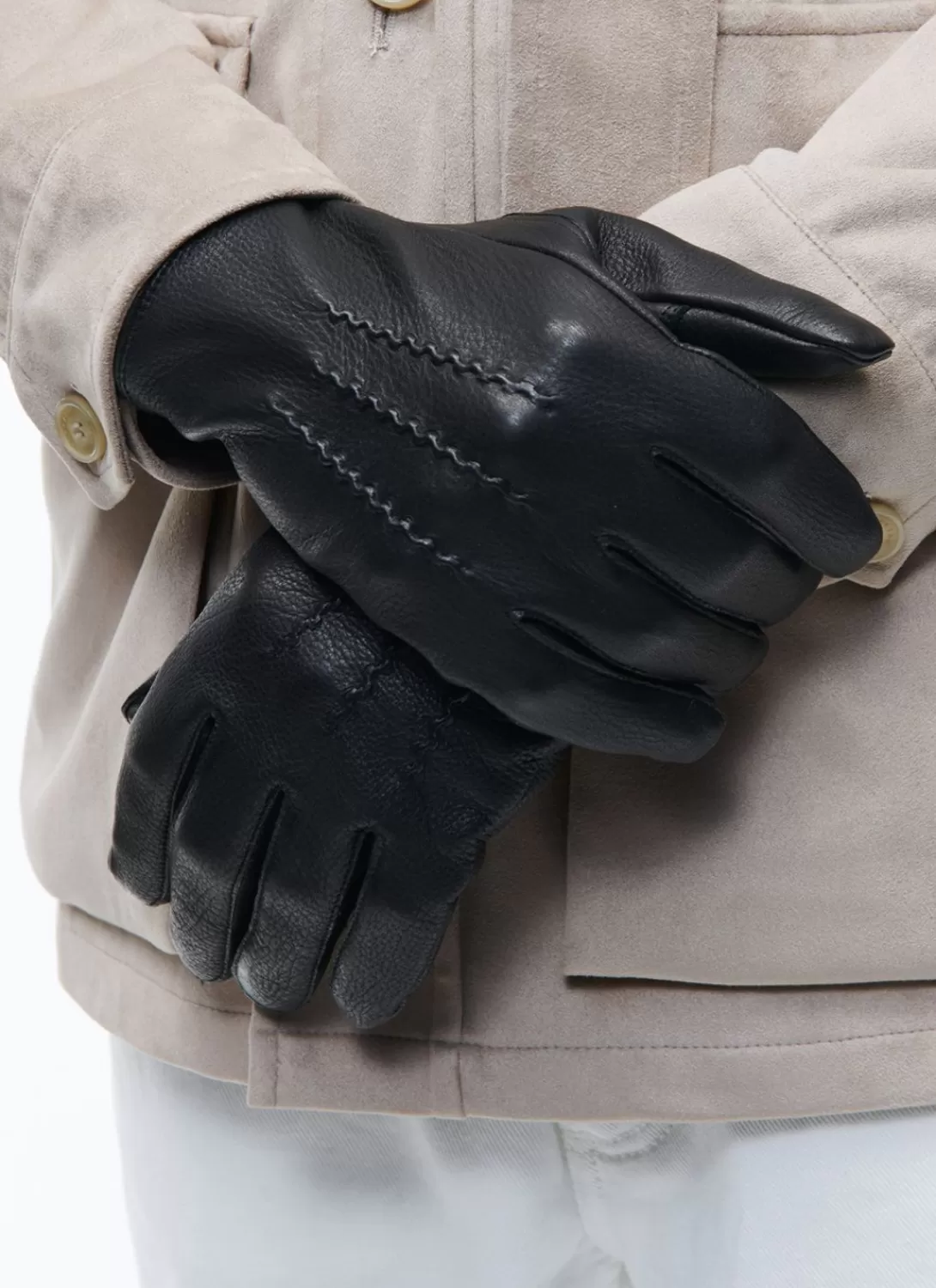 Fursac Leather Gloves Black Store
