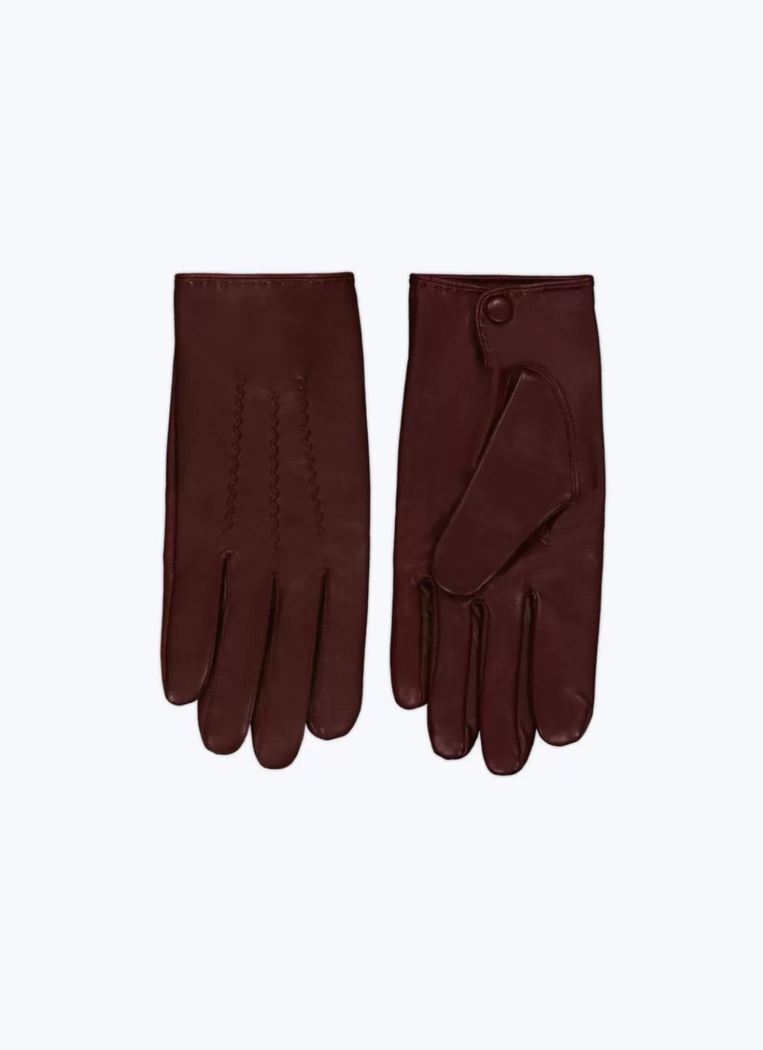 Fursac Leather Gloves Burgundy New