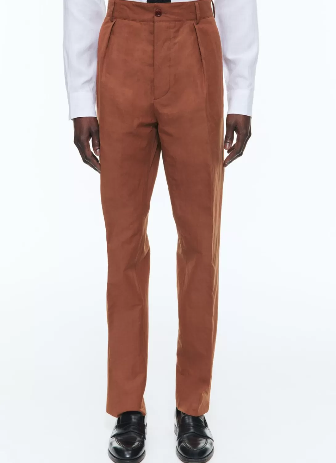Fursac Linen And Cotton Chino Trousers Camel Brown Store