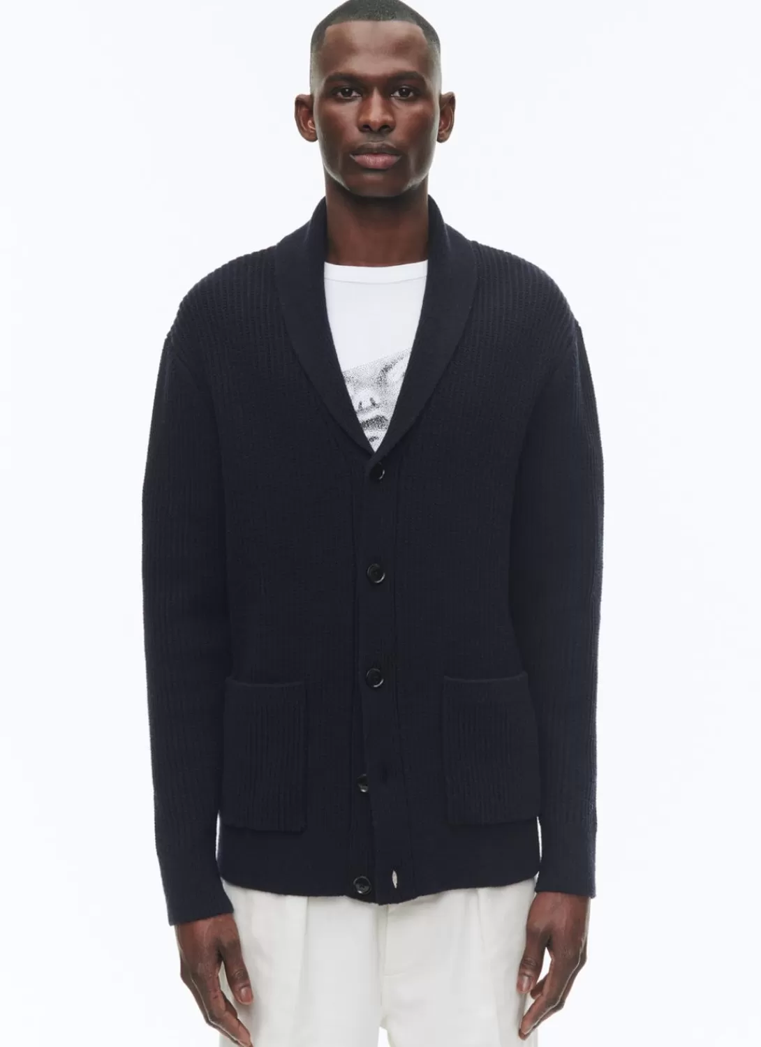 Fursac Merino Wool Cardigan Navy Blue Discount