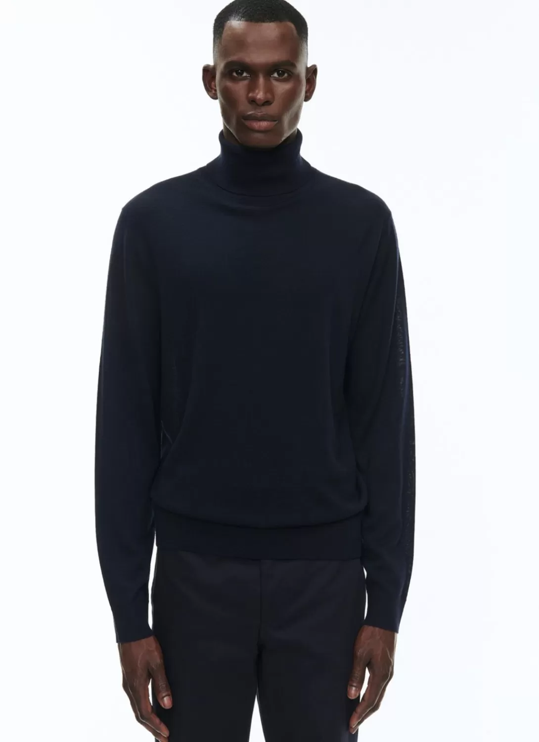 Fursac Merino Wool Roll Neck Sweater Navy Blue Best Sale