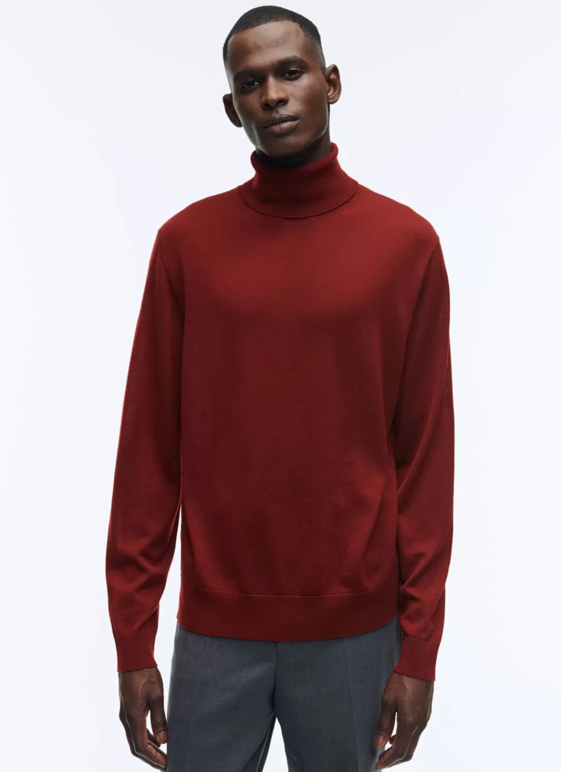 Fursac Merino Wool Roll Neck Sweater Burgundy Cheap