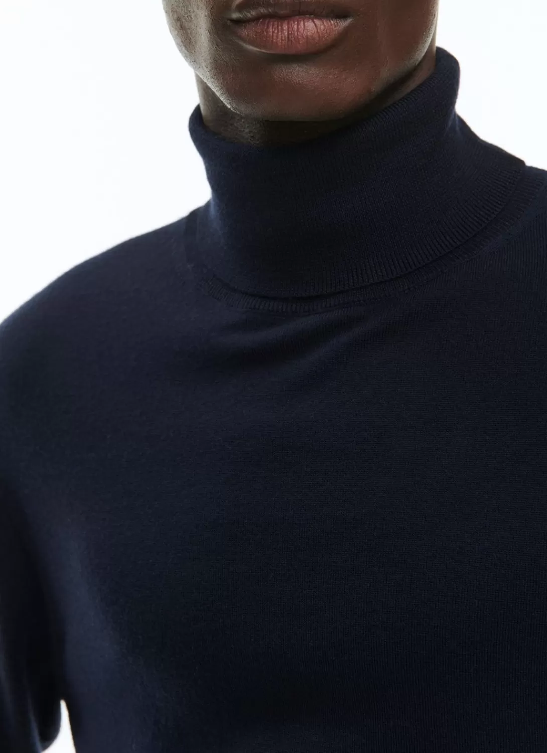 Fursac Merino Wool Roll Neck Sweater Navy Blue Best Sale
