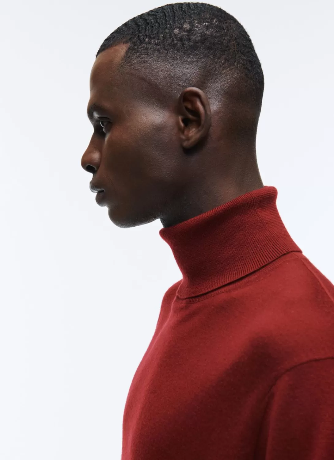 Fursac Merino Wool Roll Neck Sweater Burgundy Cheap