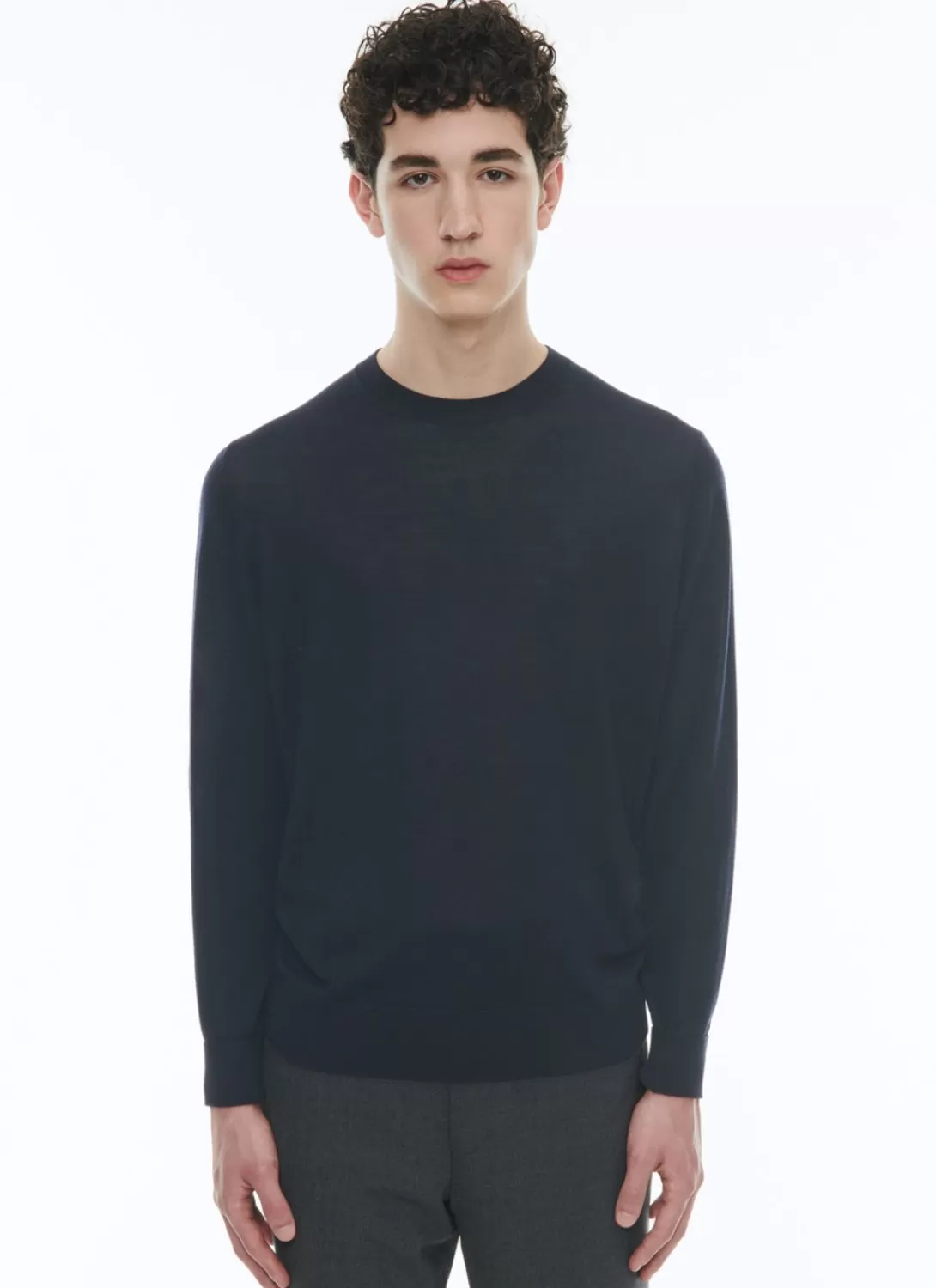 Fursac Merino Wool Sweater Navy Blue Hot