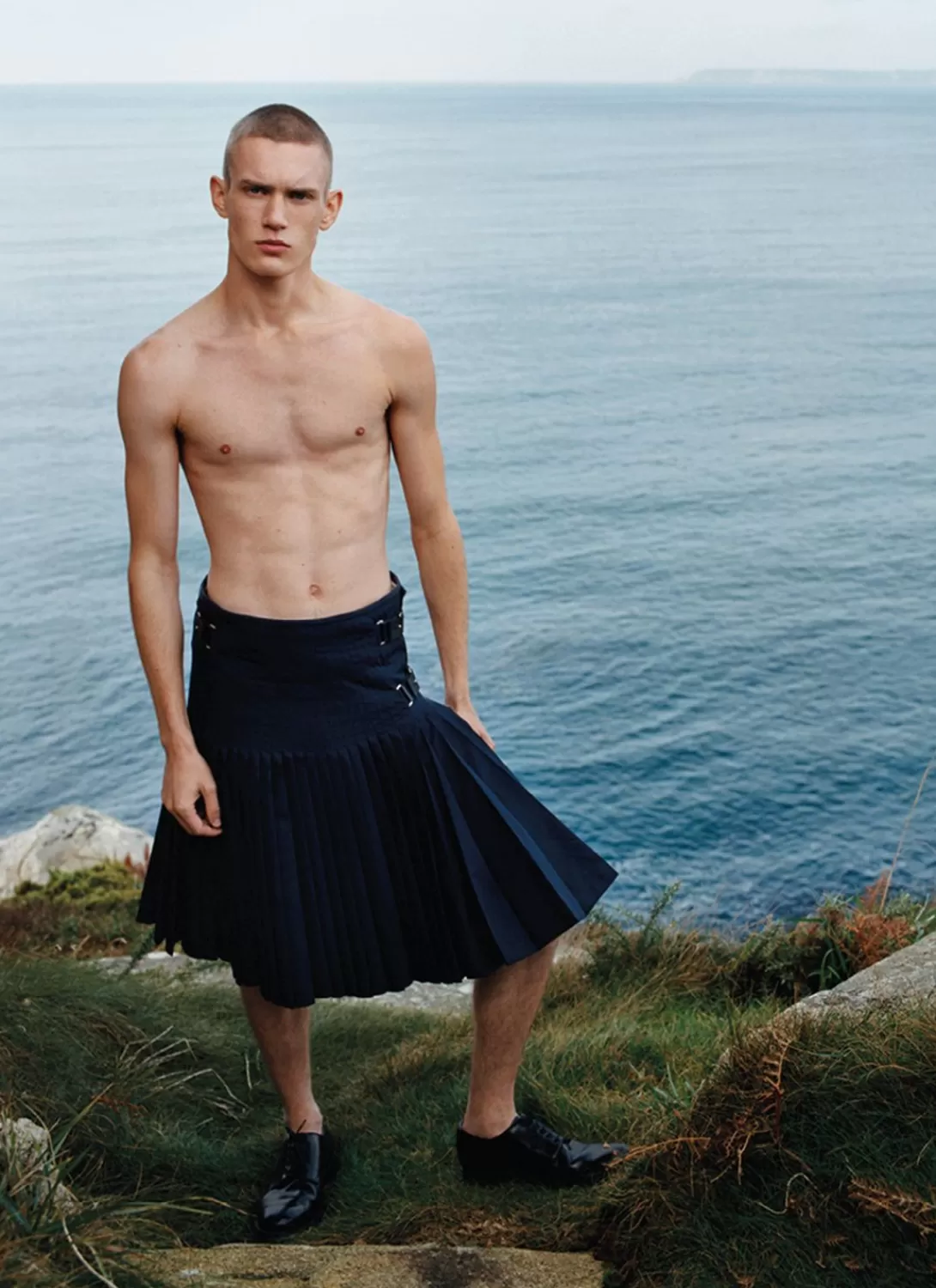 Fursac Mohair And Virgin Wool Scottish Kilt Navy Blue Cheap