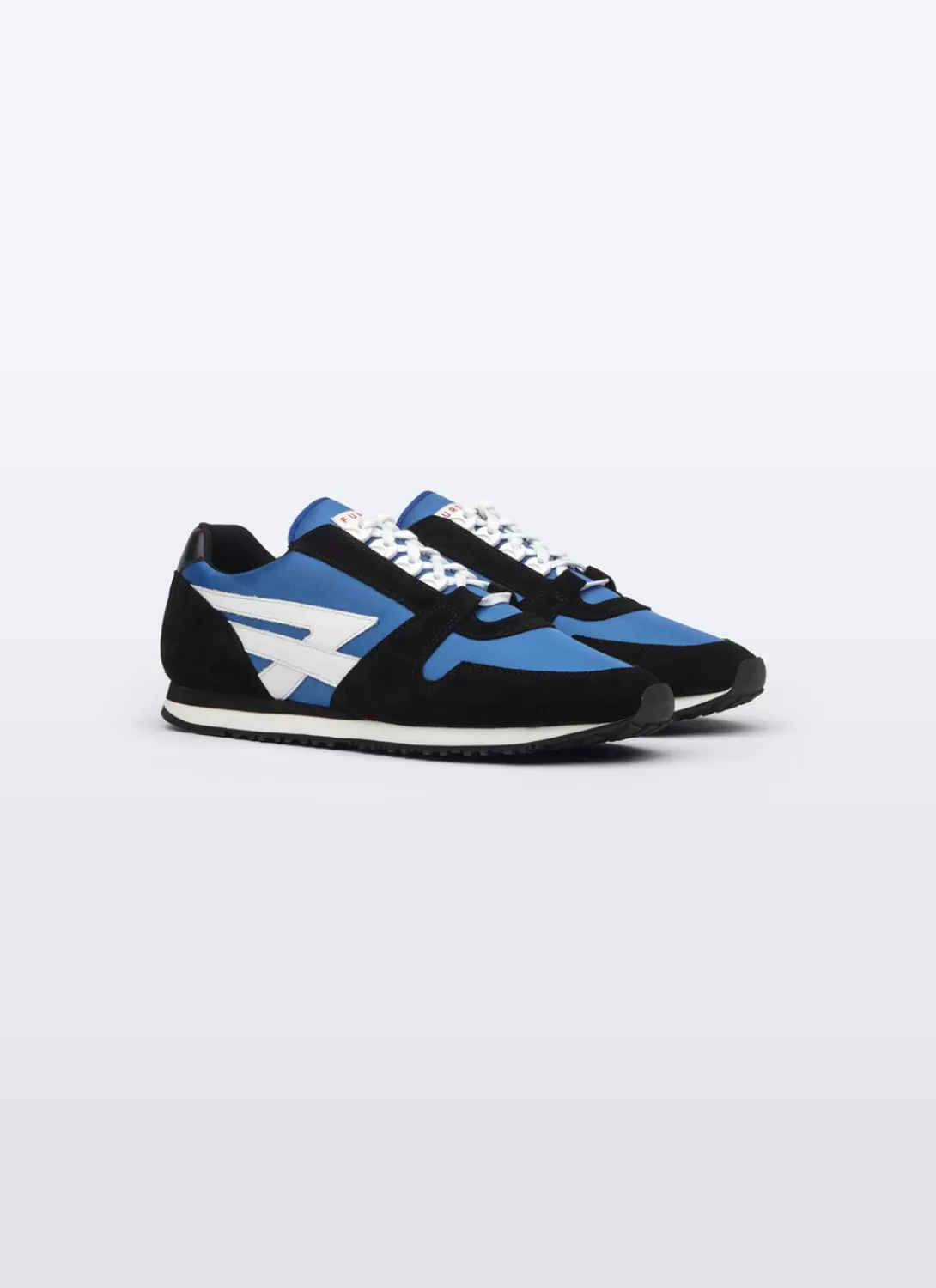 Fursac Navy Blue And Black Leather And Nylon Sneakers Navy Blue And Black - White Logo Sale
