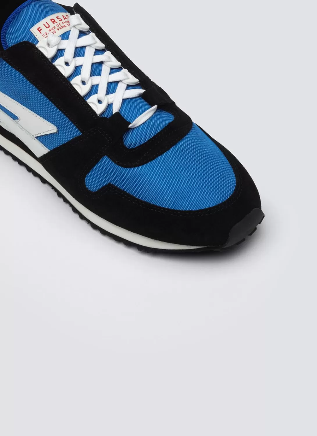 Fursac Navy Blue And Black Leather And Nylon Sneakers Navy Blue And Black - White Logo Sale