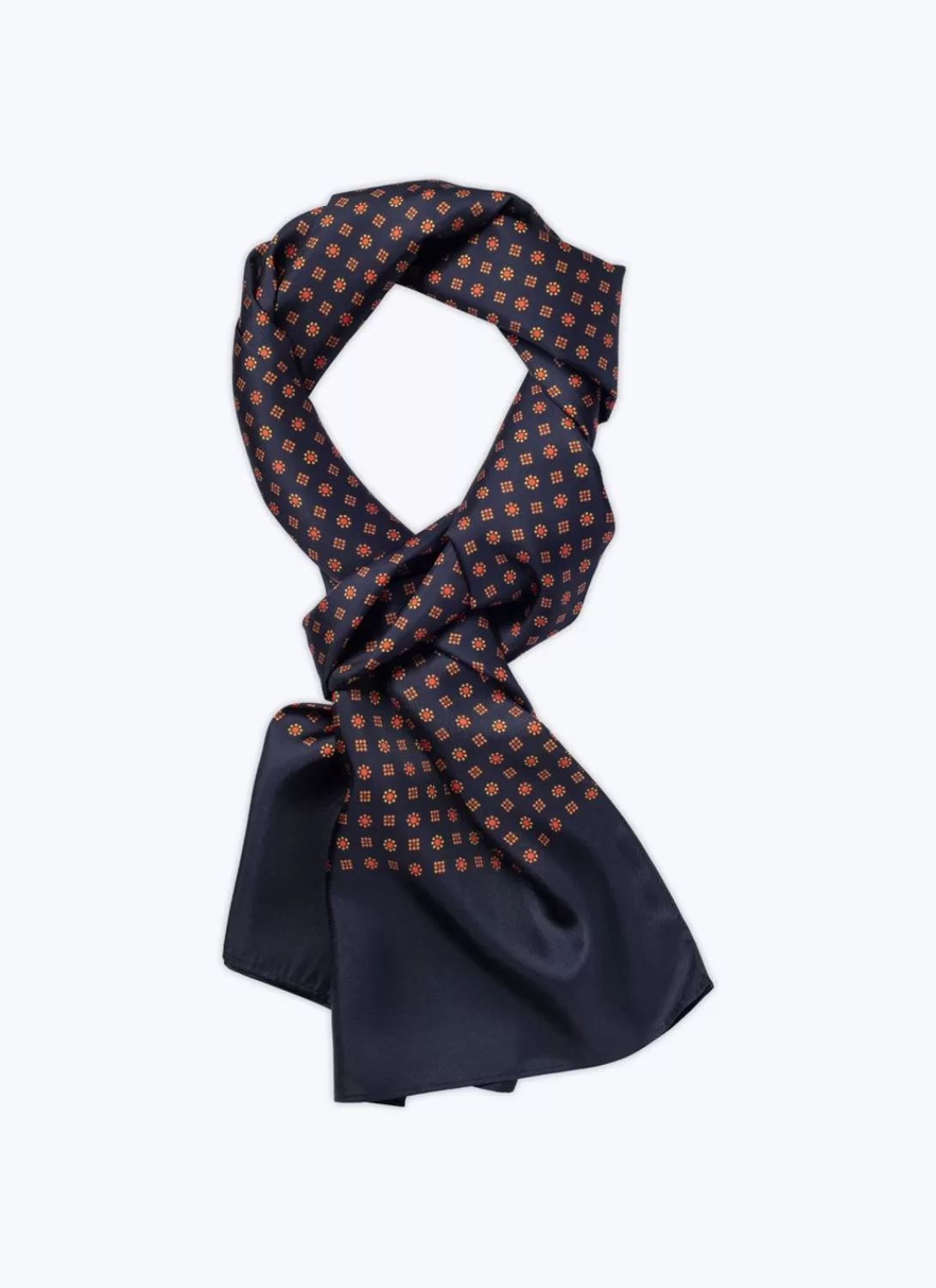 Fursac Navy Blue Silk Scarf With Print Navy Bleu Best Sale