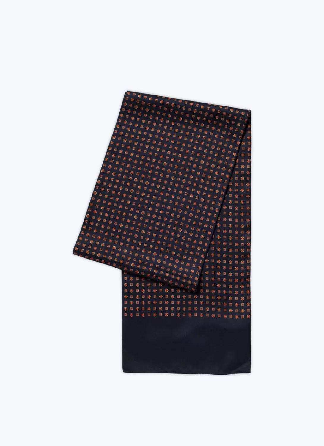 Fursac Navy Blue Silk Scarf With Print Navy Bleu Best Sale