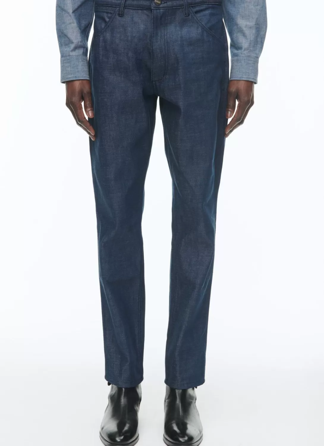 Fursac Organic Cotton Canvas 5-Pocket Trousers Denim Blue Store