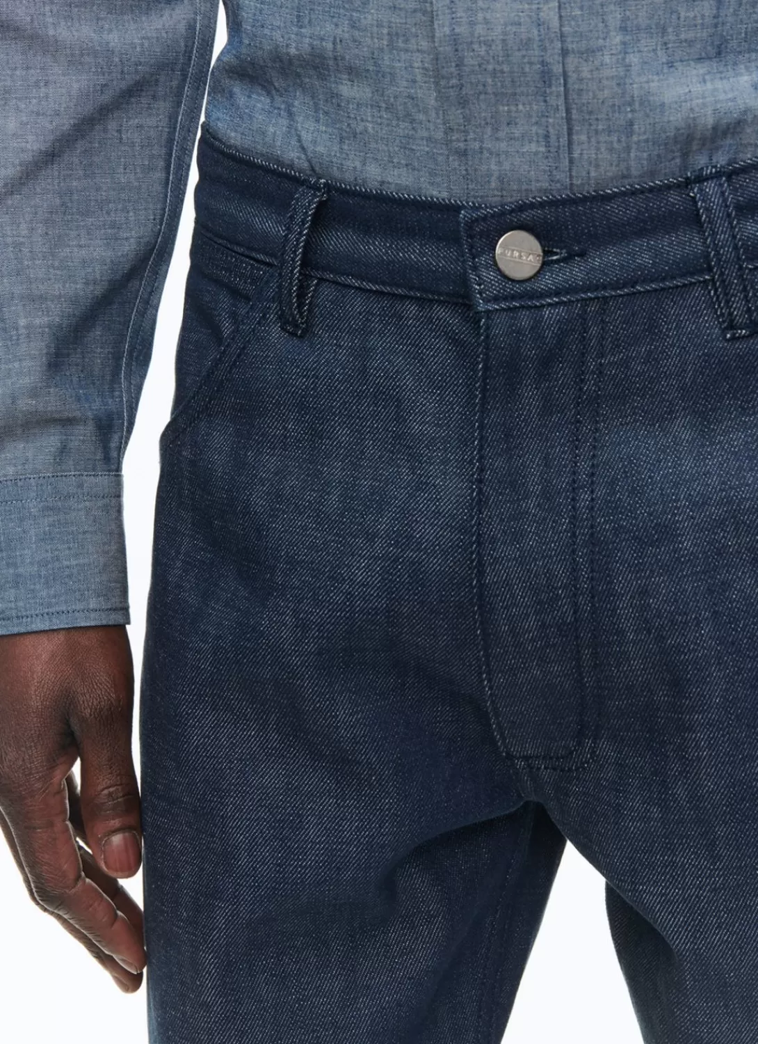 Fursac Organic Cotton Canvas 5-Pocket Trousers Denim Blue Store