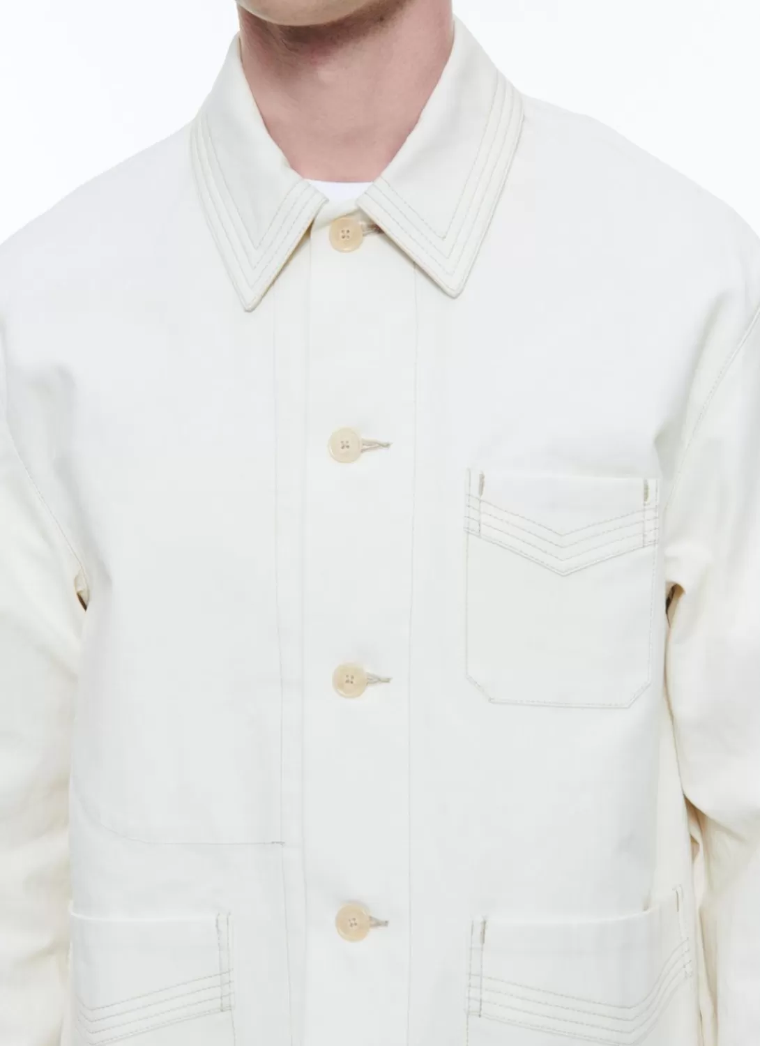 Fursac Organic Cotton Canvas Jacket Ecru Flash Sale