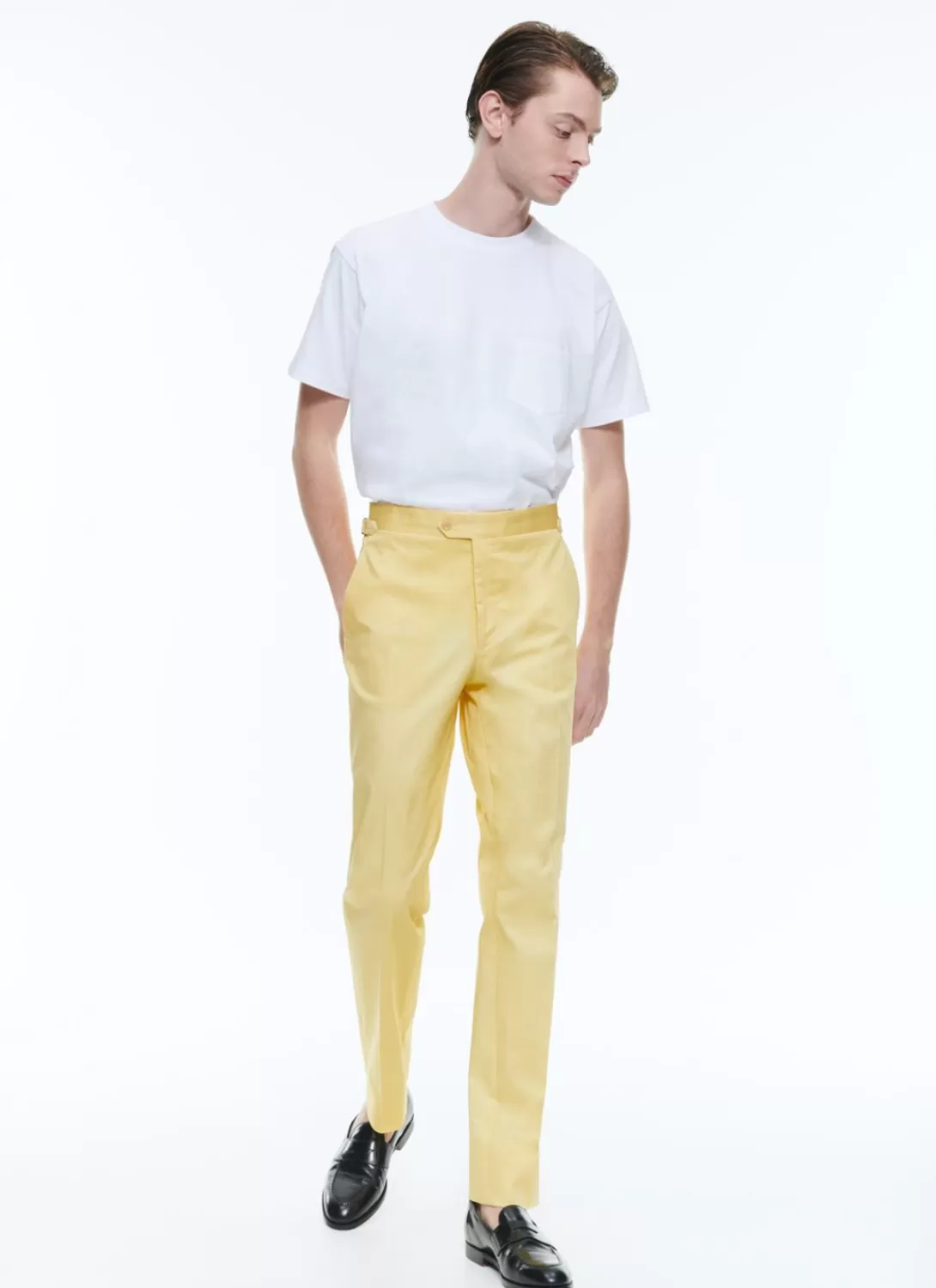 Fursac Organic Cotton Fitted Chino Pants Pale Yellow Sale