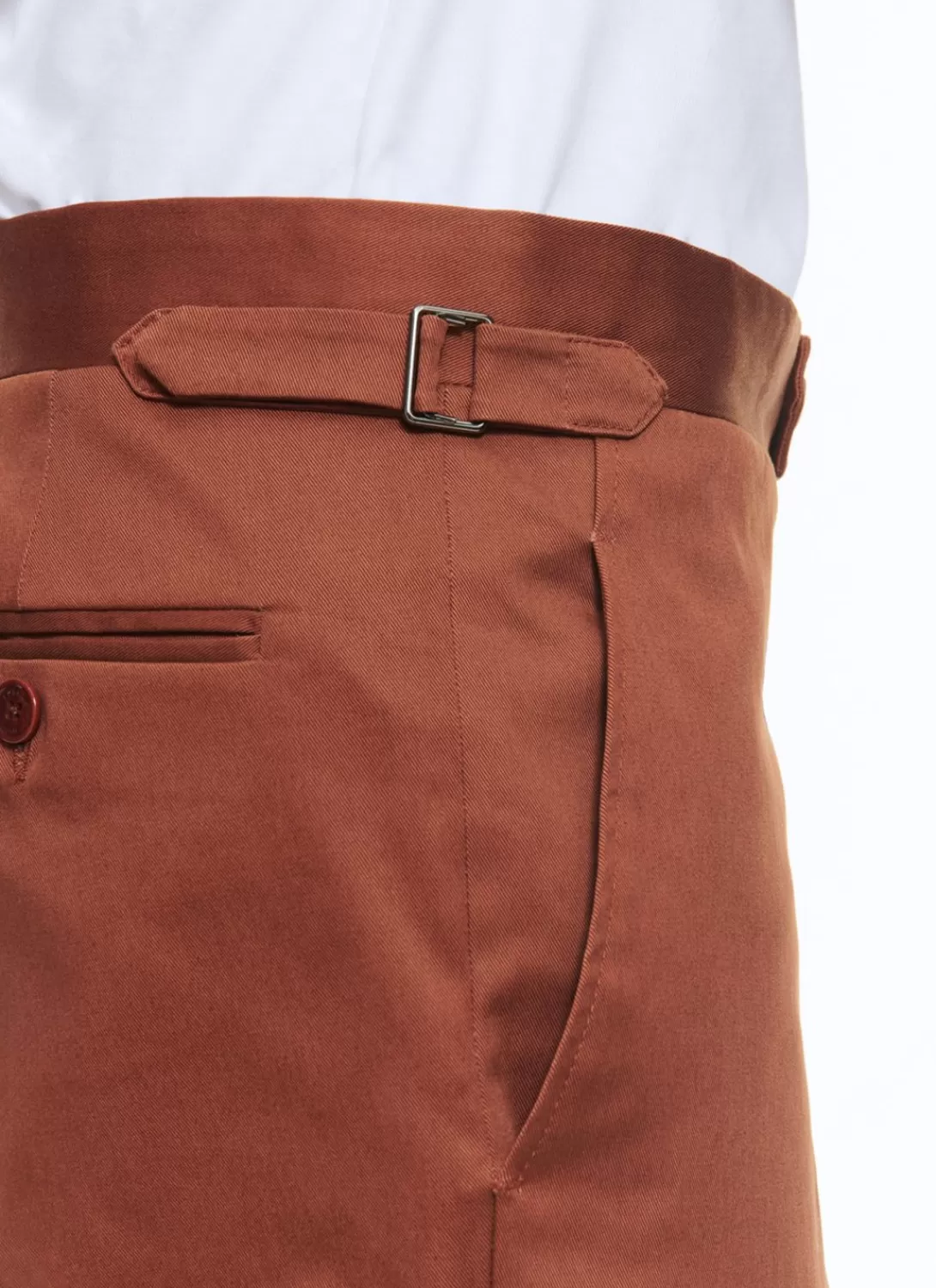 Fursac Organic Cotton Fitted Chino Pants Camel Brown Best