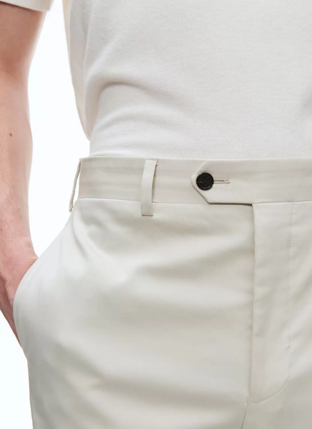 Fursac Organic Cotton Gabardine Chino Trousers Chalky White New