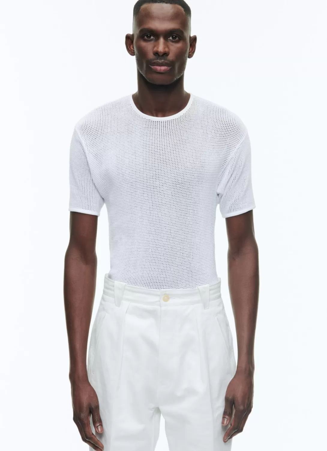 Fursac Organic Cotton Hemstitched T-Shirt White Discount