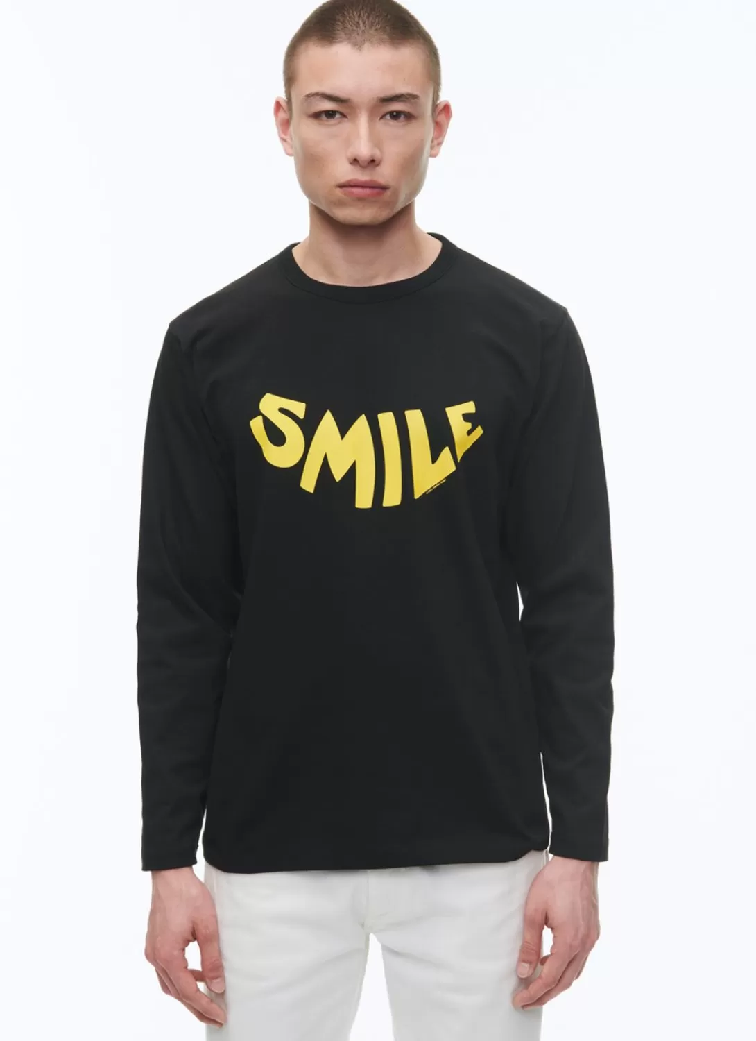 Fursac Organic Cotton Jersey T-Shirt Black - Yellow "Smile" Print Cheap