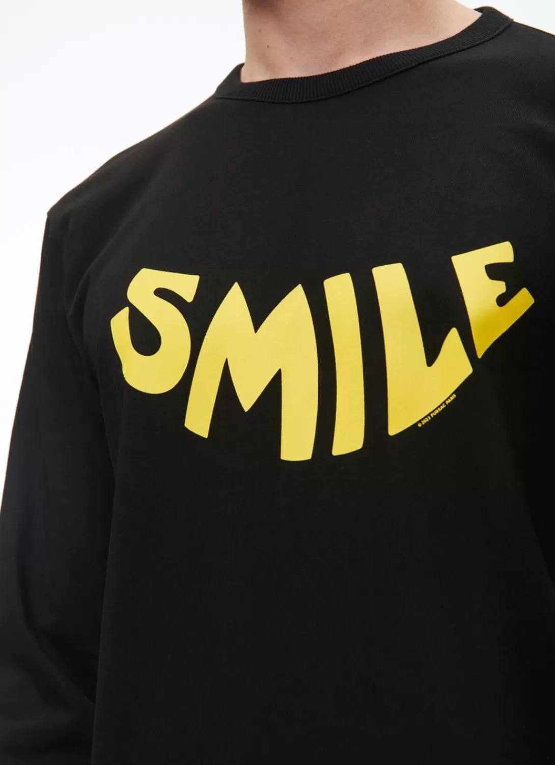 Fursac Organic Cotton Jersey T-Shirt Black - Yellow "Smile" Print Cheap