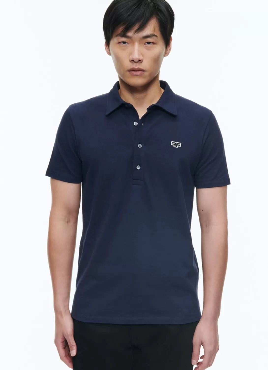 Fursac Organic Cotton Pique Polo Sweater Navy Blue Outlet