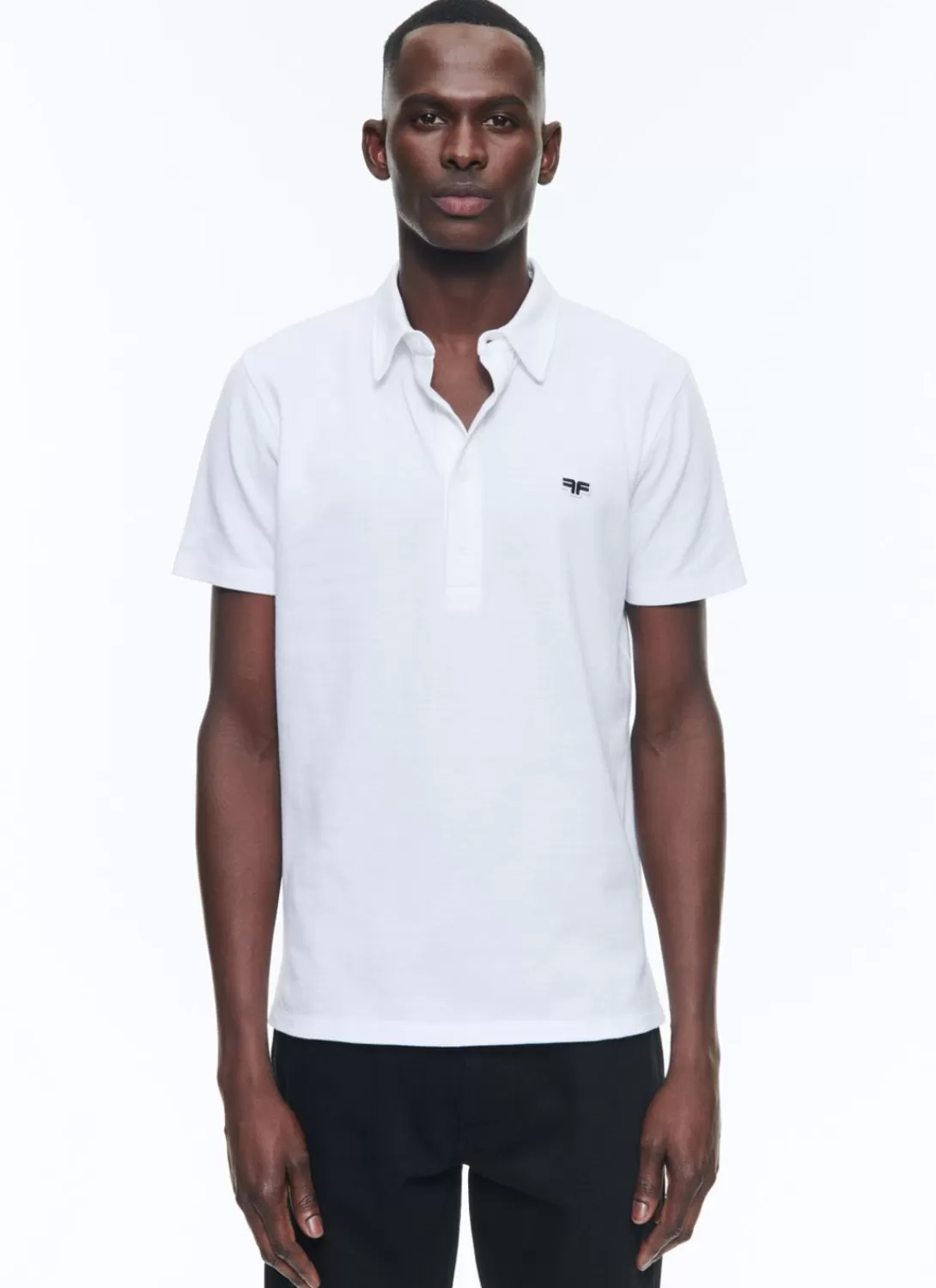 Fursac Organic Cotton Pique Polo Sweater White Clearance