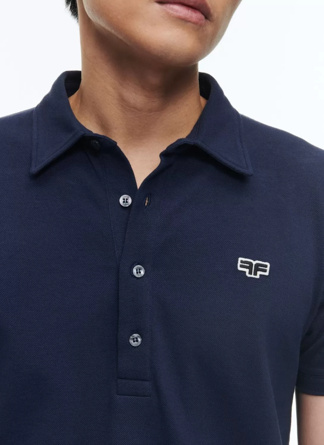 Fursac Organic Cotton Pique Polo Sweater Navy Blue Outlet