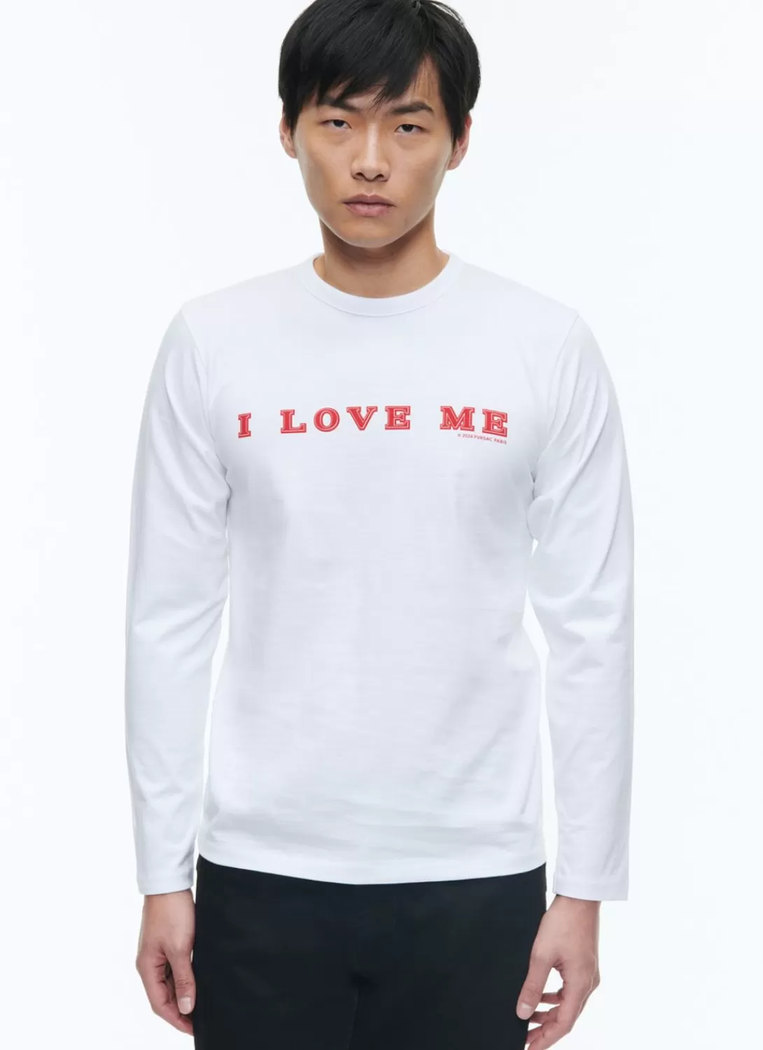 Fursac Organic Cotton Printed T-Shirt White - Red "I Love Me" Print Cheap