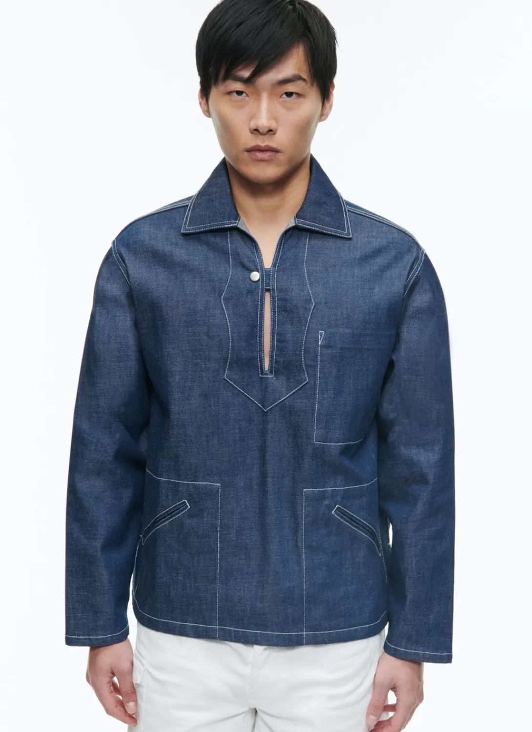 Fursac Organic Cotton Serge Peacoat Denim Blue Fashion